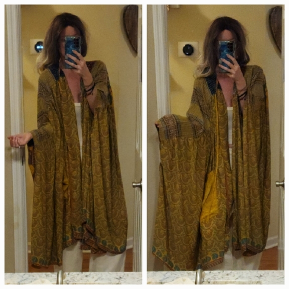 Kantha Bae Jackets & Blazers - Stunning OOAK Kantha Bae Fleetwood Kimono Cape Poncho Cardigan NWT One Size